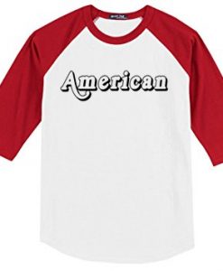 America Font Red Baseball T-shirt