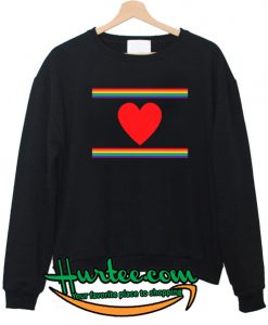 Rainbow Stripe Heart Sweatshirt