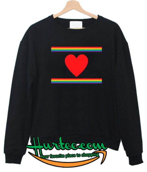 Rainbow Stripe Heart Sweatshirt