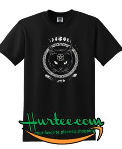 gothic moon phase witchcraft cat t-shirt