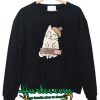 Cat Cartoon Letter Embroidered Sweatshirt