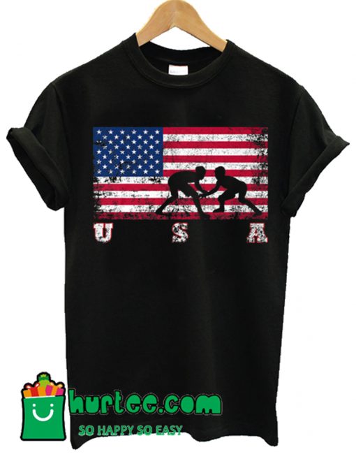 American Flag Wrestling T Shirt
