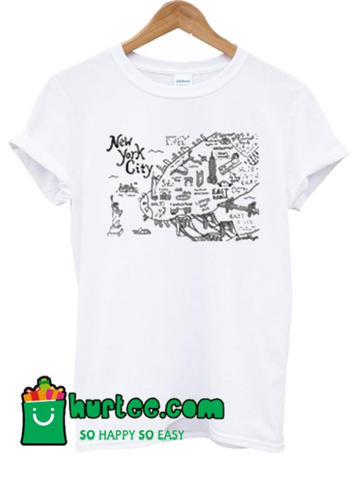 New York City Map Illustration And Wall Decal T Shirt