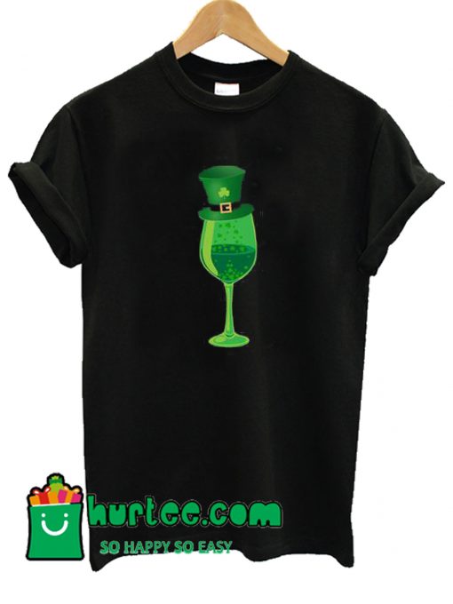 Wine Glass Shamrock T Shirt