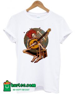 Vintage GRATEFUL DEAD Skeleton playing guitar on natural T shirt