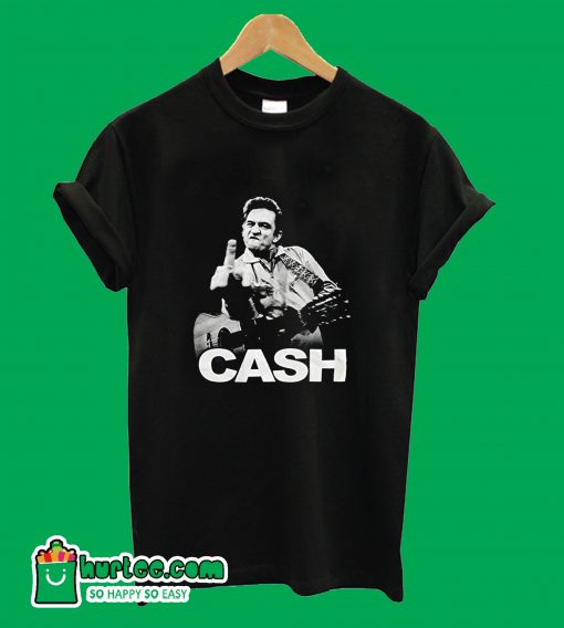 Johnny Cash Posed With Guitar Giving The Middle Finger T-Shirt