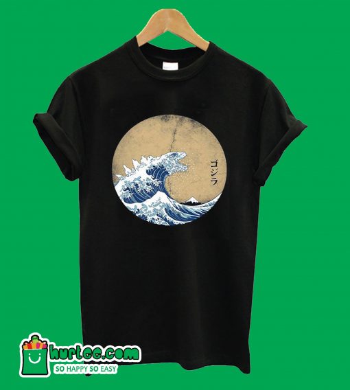 The great wave off Kanagawa Godzilla T shirt