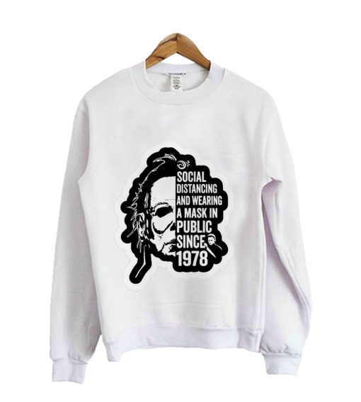 Funny Michael Myers Social Distancing Long Sleeve Sweatshirt