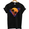 80s Retro Neon Synthwave Inspired Sunset and Palm Trees T-Shirt