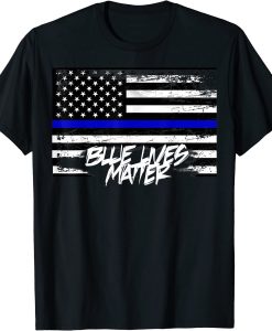 Blue Lives Matter Flag Black T-shirt